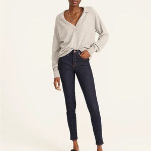 J.Crew 9" high-rise toothpick jean in Classic Rinse dark wash